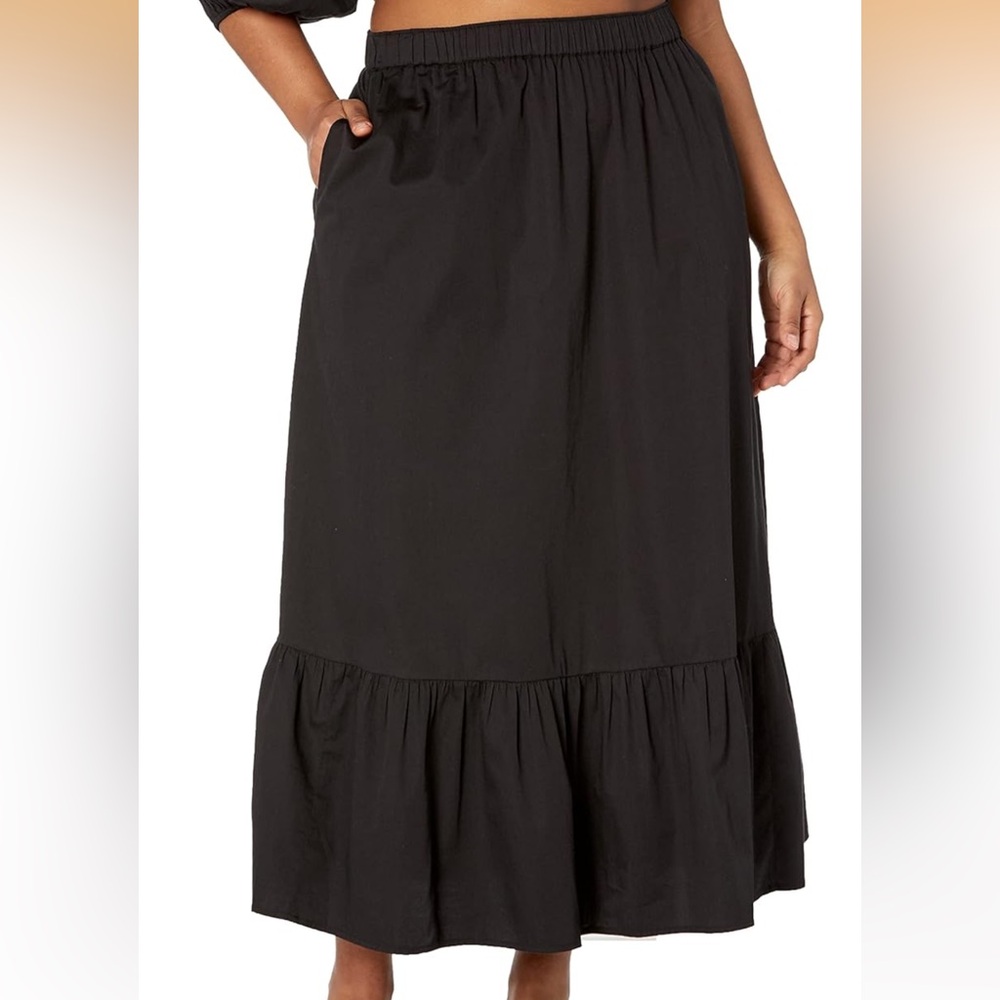 The Drop Women's Anupa high rise Cotton Tiered Midi Skirt